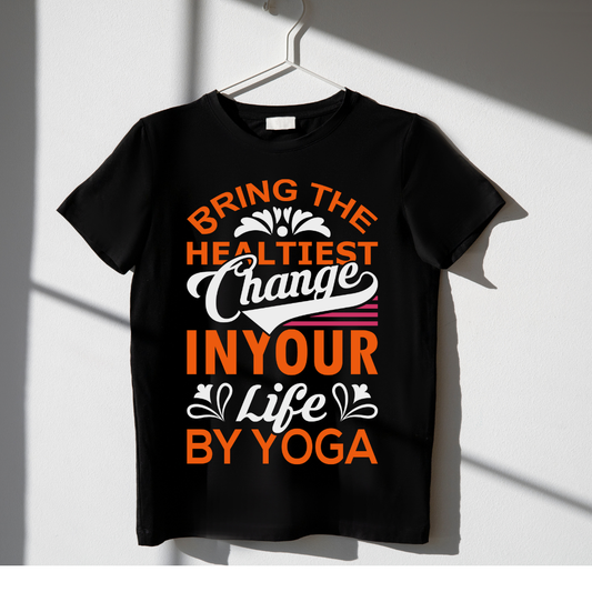 “Bring the Change” Yoga Motivational Black T-Shirt | Unisex Activewear